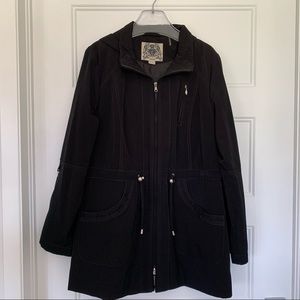 Esprit - Black Hooded Coat with Zipper - Size L